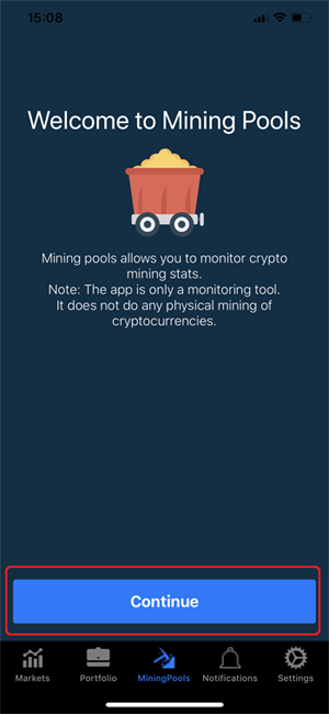 MiningPools tab